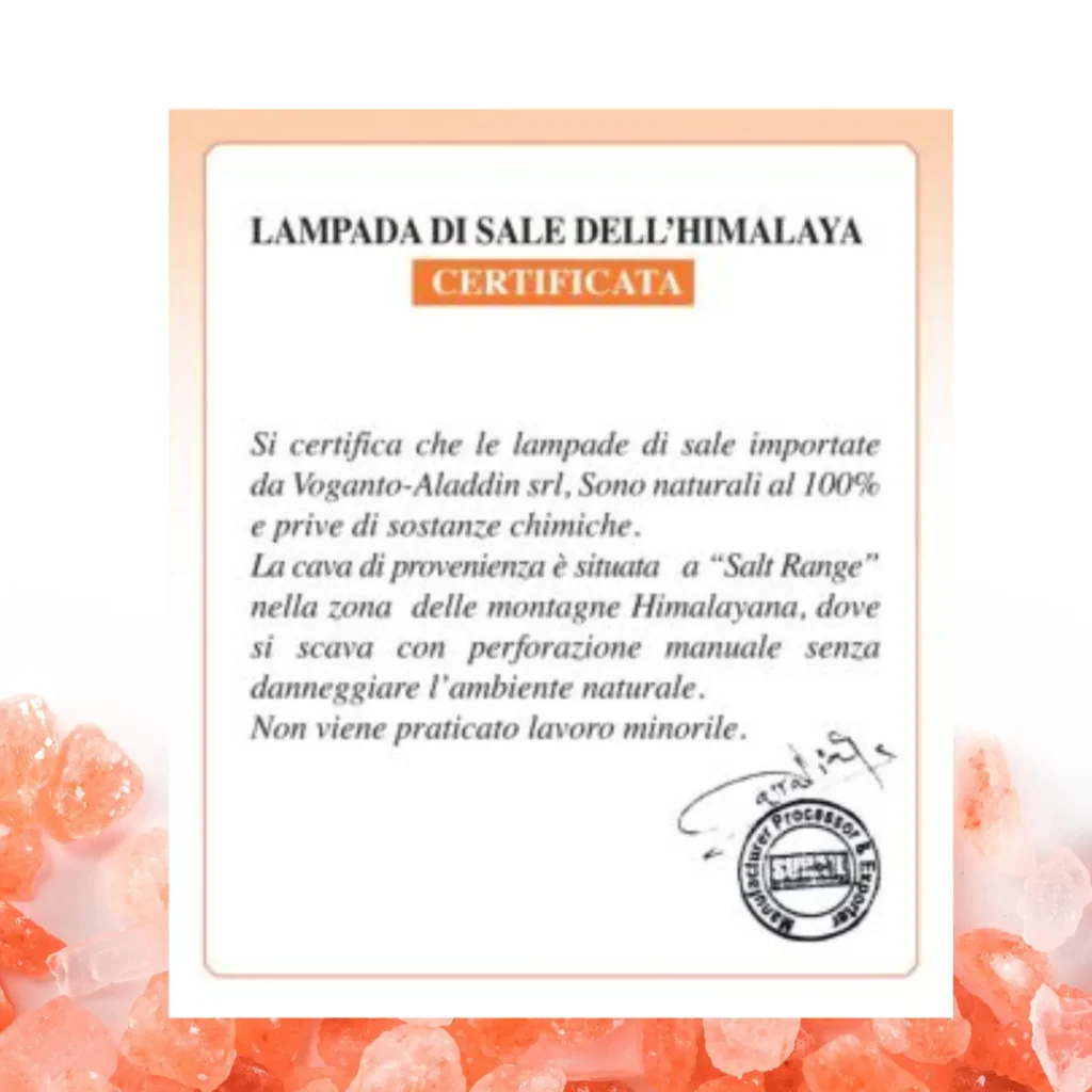 CERTIFICATO AUTENTICITA' SALE ROSA